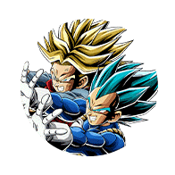 Vegeta Super Saiyan divin SS
& Trunks Super Saiyan (futur)