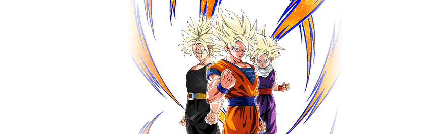 Son Goku Super Saiyan & Son Gohan Super Saiyan (enfant) &
Trunks Super Saiyan (jeune)
