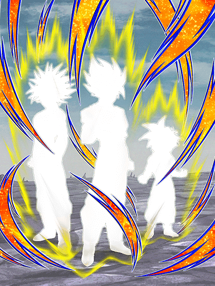 Son Goku Super Saiyan & Son Gohan Super Saiyan (enfant) &
Trunks Super Saiyan (jeune)