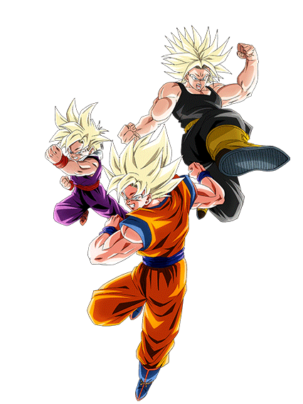 Son Goku Super Saiyan & Son Gohan Super Saiyan (enfant) &
Trunks Super Saiyan (jeune)