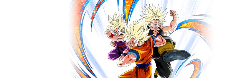 Son Goku Super Saiyan & Son Gohan Super Saiyan (enfant) &
Trunks Super Saiyan (jeune)