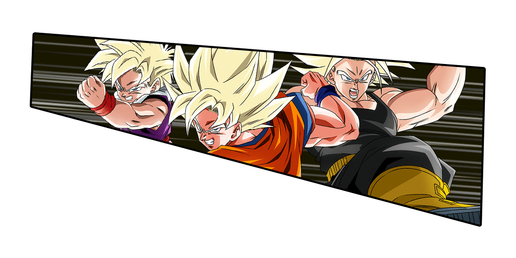 Son Goku Super Saiyan & Son Gohan Super Saiyan (enfant) &
Trunks Super Saiyan (jeune)