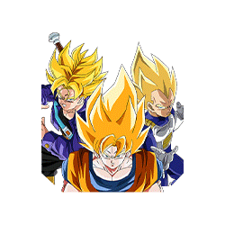 Son Goku Super Saiyan & Vegeta Super Saiyan & 
Trunks Super Saiyan (jeune)