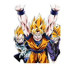 Son Goku Super Saiyan & Vegeta Super Saiyan & 
Trunks Super Saiyan (jeune)